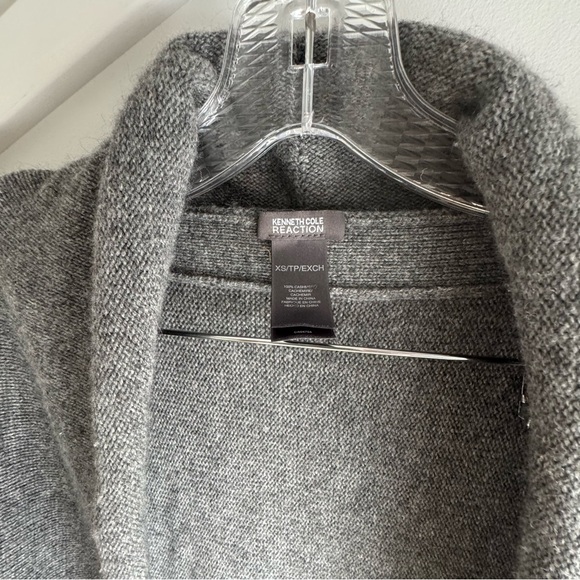 Kenneth Cole Reaction Knit Loose Fit Cardigan Shrug Sweater 100% Cashmere‎ Gray - Picture 3 of 4